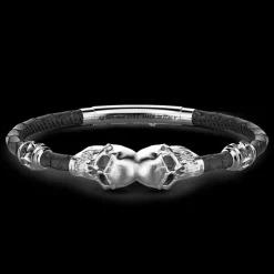 Bracciale Zancan in pelle con teschi.
