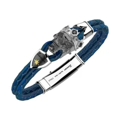 Bracciale Zancan in pelle di con teschio incoronato.