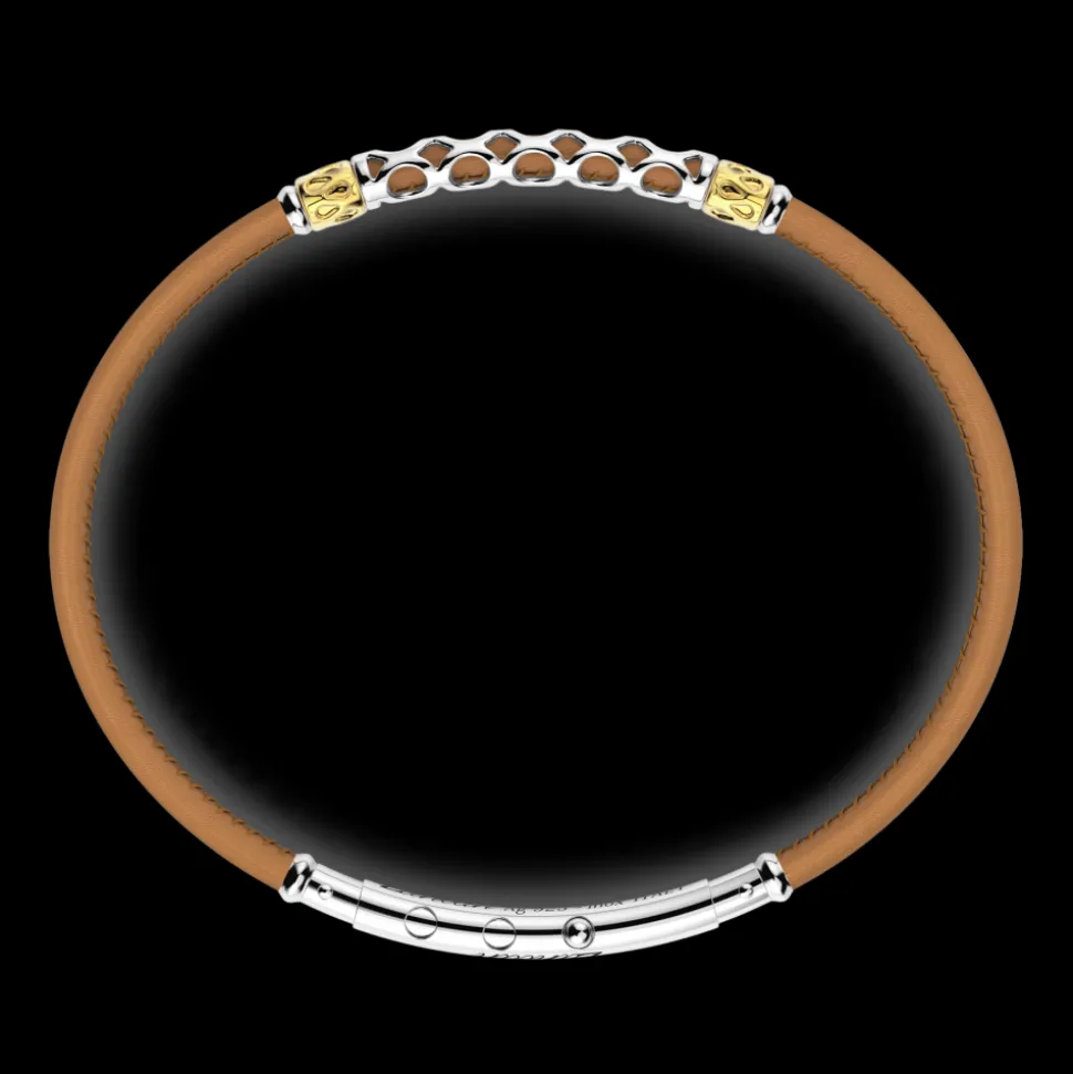 Bracciale Zancan in pelle naturale con targa in argento.