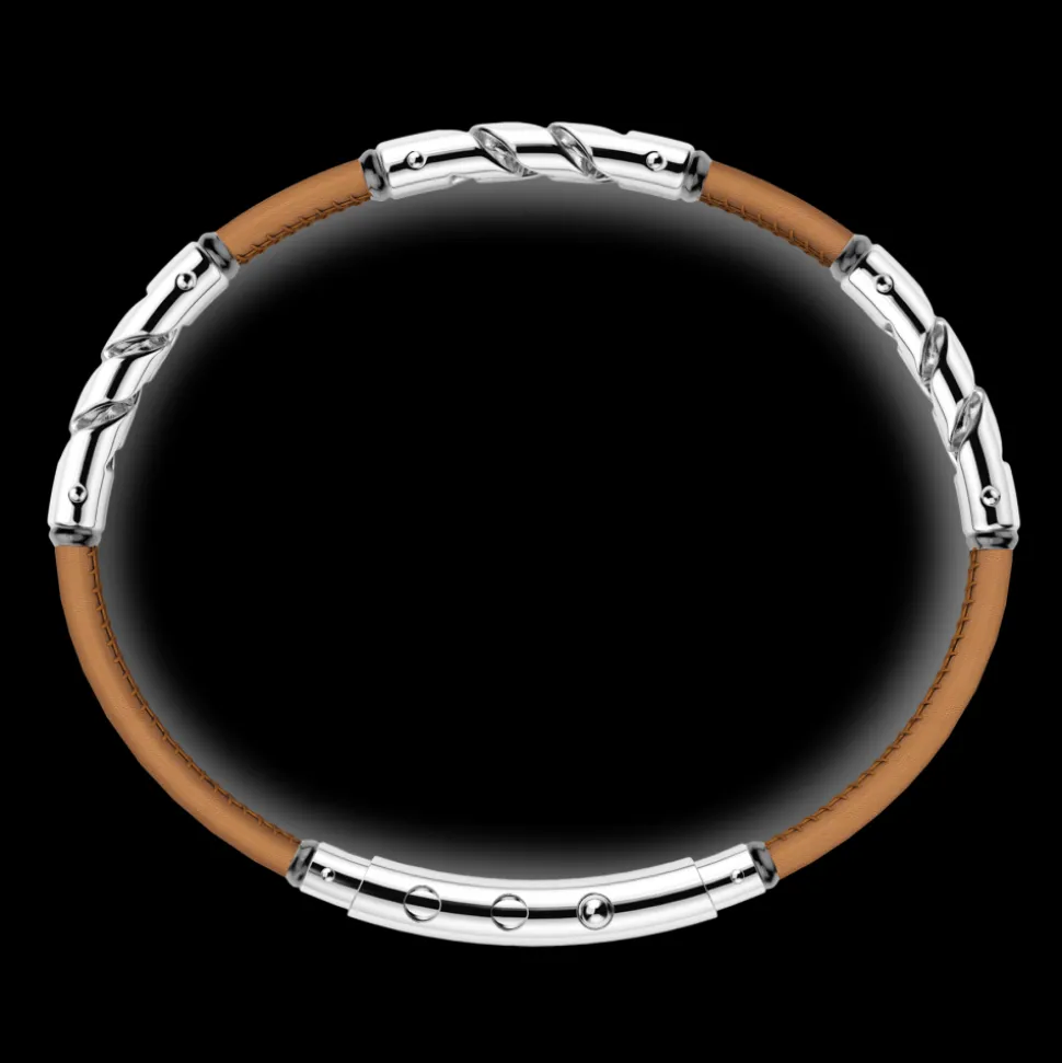 Bracciale Zancan in pelle naturale con elemnti in argento.