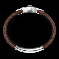 Bracciale Zancan in pelle e teschio alato in argento.