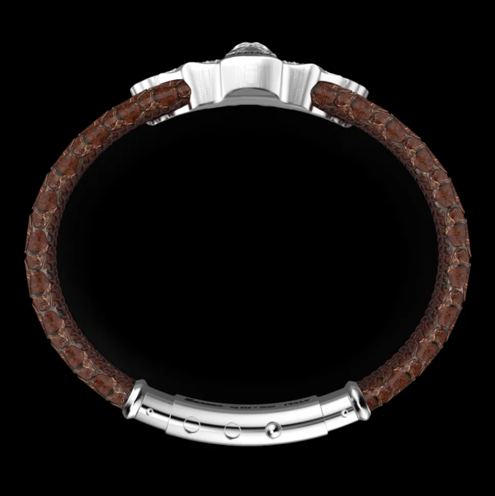 Bracciale Zancan in pelle e teschio alato in argento.