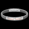 Bracciale Zancan in silicone nero con targa in argento e dettagli in oro rosa.