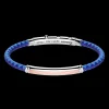 Bracciale Zancan in silicone nero con targa in argento e dettagli in oro rosa.