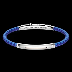Bracciale Zancan in silicone nero con targa in argento e dettagli in oro rosa.