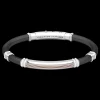 Bracciale Zancan in silicone nero con targa in argento e dettagli in oro rosa.