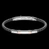 Bracciale Zancan in silicone nero con targa in argento e dettagli in oro rosa.