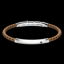 Bracciale Zancan in silicone con targa in argento e pietra nera.