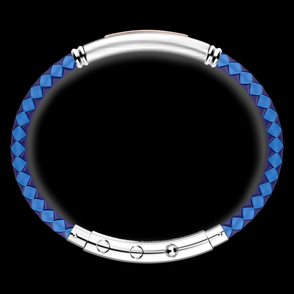 Bracciale Zancan in silicone nero con targa in argento e dettagli in oro rosa.