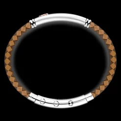 Bracciale Zancan in silicone nero con targa in argento e dettagli in oro rosa.