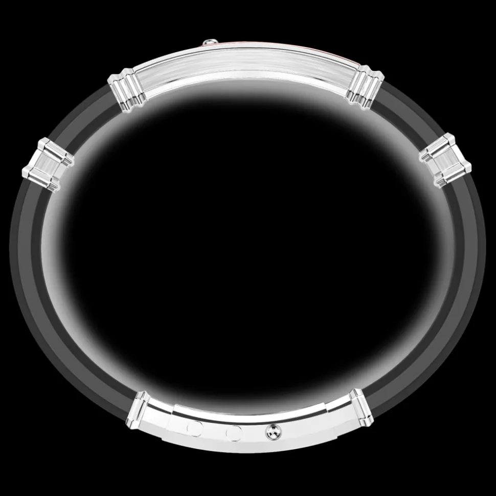 Bracciale Zancan in silicone nero con targa in argento e dettagli in oro rosa.