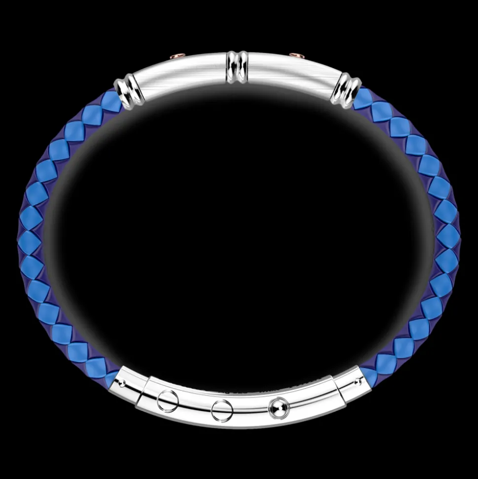Bracciale Zancan in silicone nero con targa in argento e dettagli in oro rosa.