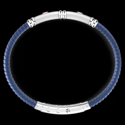 Bracciale Zancan in silicone nero con targa in argento e dettagli in oro rosa.