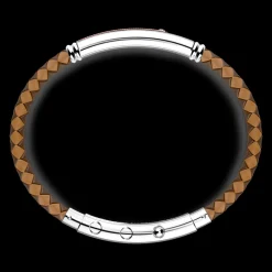 Bracciale Zancan in silicone nero con targa in argento e dettagli in oro rosa.