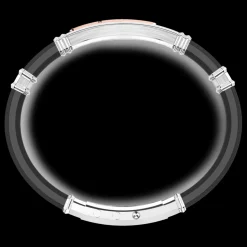 Bracciale Zancan in silicone nero con targa in argento e dettagli in oro rosa e pietre nere.