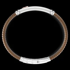 Bracciale Zancan in silicone nero con targa in argento e dettagli in oro rosa.