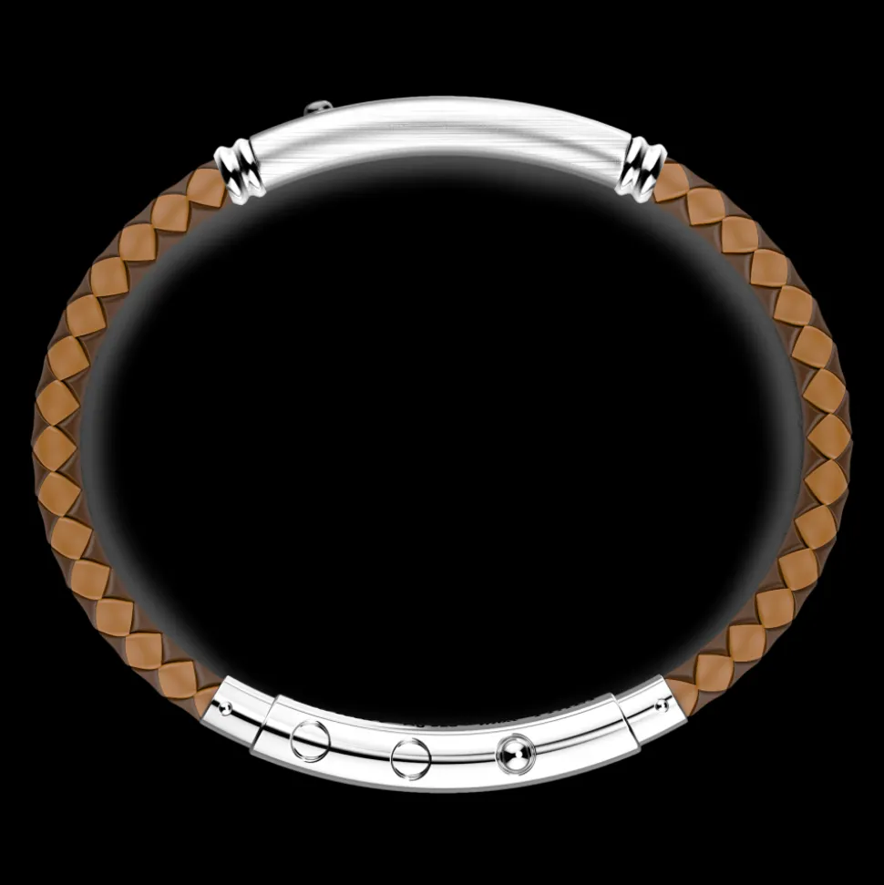 Bracciale Zancan in silicone con targa in argento e pietra nera.