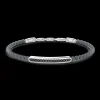 Bracciale Zancan morbido con sfere in argento e targa con pietre nere.
