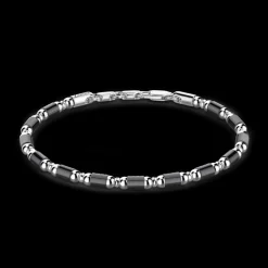 Bracciale Zancan morbido in argento a sfere ed elementi tubolari.