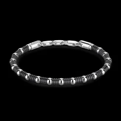 Bracciale Zancan morbido in argento a sfere ed elementi tubolari.
