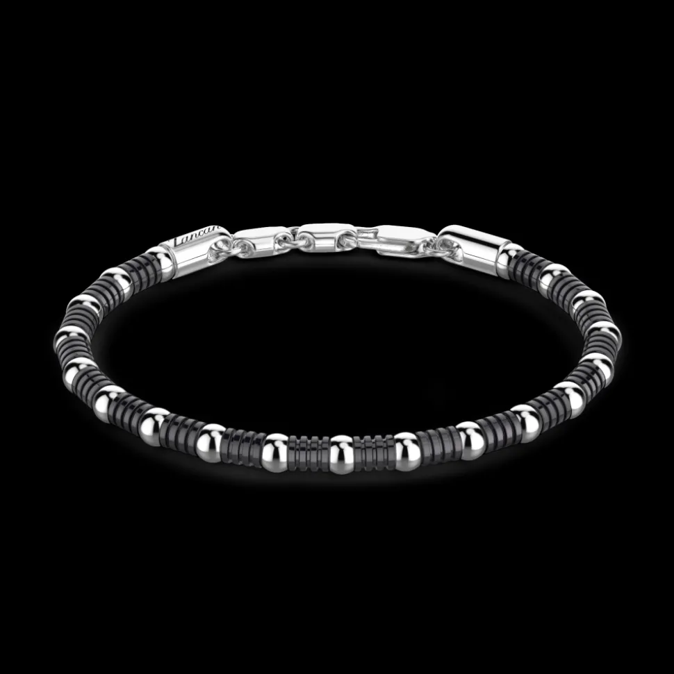 Bracciale Zancan morbido in argento a sfere ed elementi tubolari.
