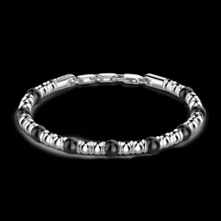 Bracciale Zancan morbido con sfere in argento e in pietre dure naturali.