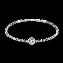 Bracciale Zancan morbido con sfere in argento e rosa dei venti.