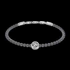 Bracciale Zancan morbido con sfere in argento e rosa dei venti.