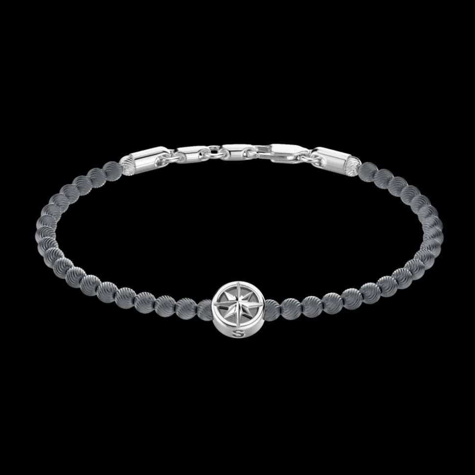 Bracciale Zancan morbido con sfere in argento e rosa dei venti.