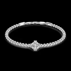 Bracciale Zancan morbido con sfere in argento e croce greca.