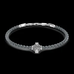 Bracciale Zancan morbido con sfere in argento e croce greca.