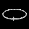 Bracciale Zancan morbido con sfere in argento e croce con pietre nere.