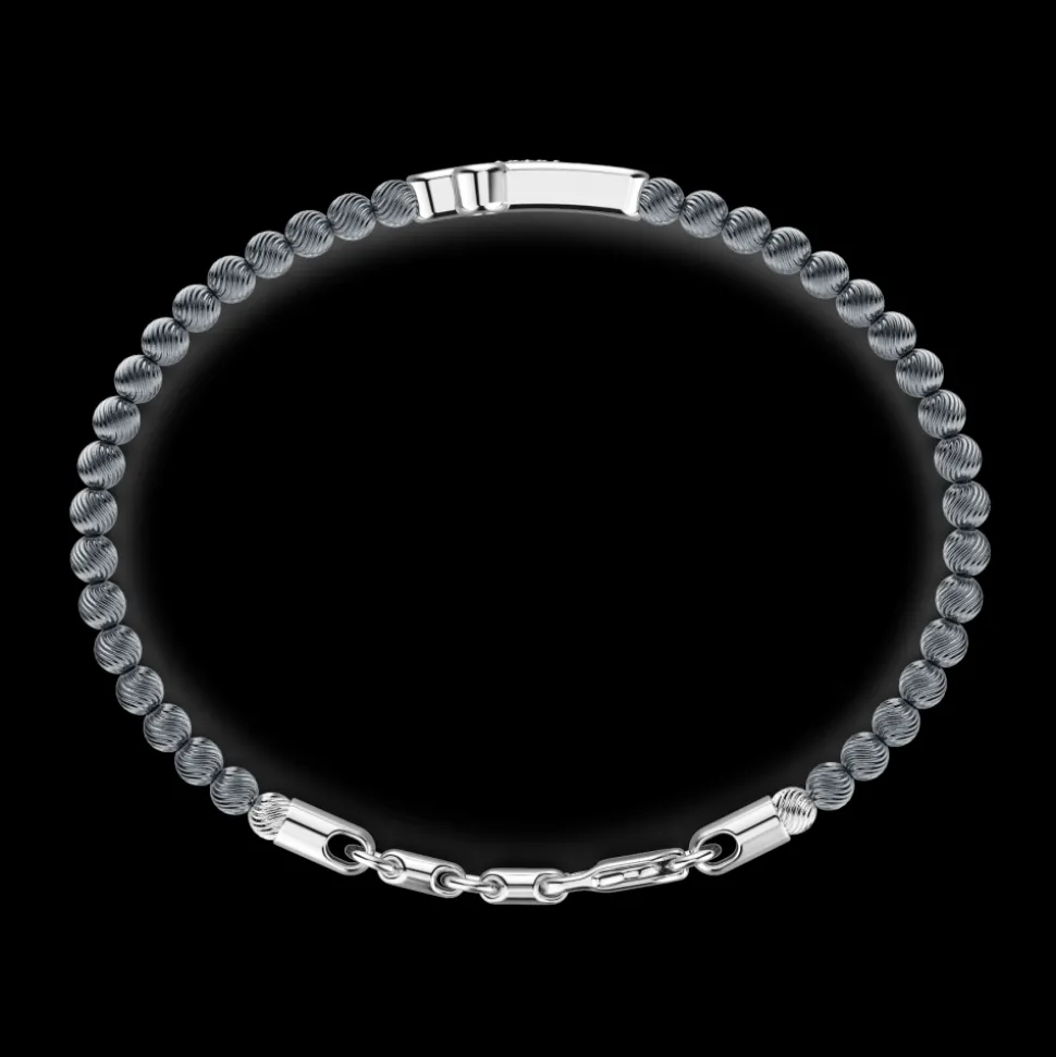Bracciale Zancan morbido con sfere in argento e croce con pietre.