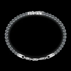 Bracciale Zancan morbido con sfere in argento, ancora e pietre nere.