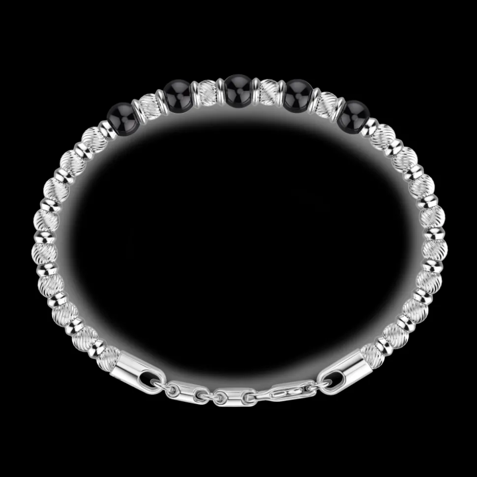 Bracciale Zancan morbido con sfere in argento e in pietre dure naturali.