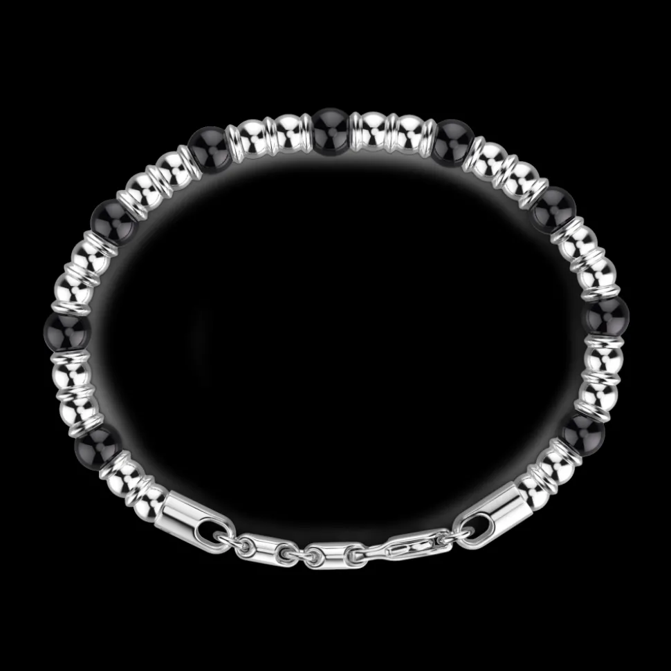 Bracciale Zancan morbido con sfere in argento e in pietre dure naturali.