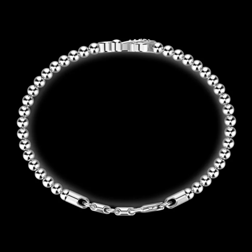 Bracciale Zancan morbido con sfere in argento, ancora e pietre.