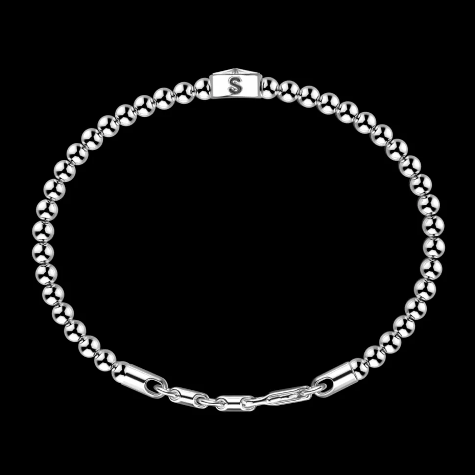 Bracciale Zancan morbido con sfere in argento e rosa dei venti.
