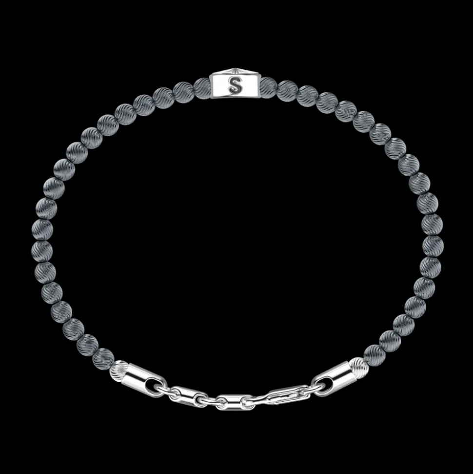Bracciale Zancan morbido con sfere in argento e rosa dei venti.