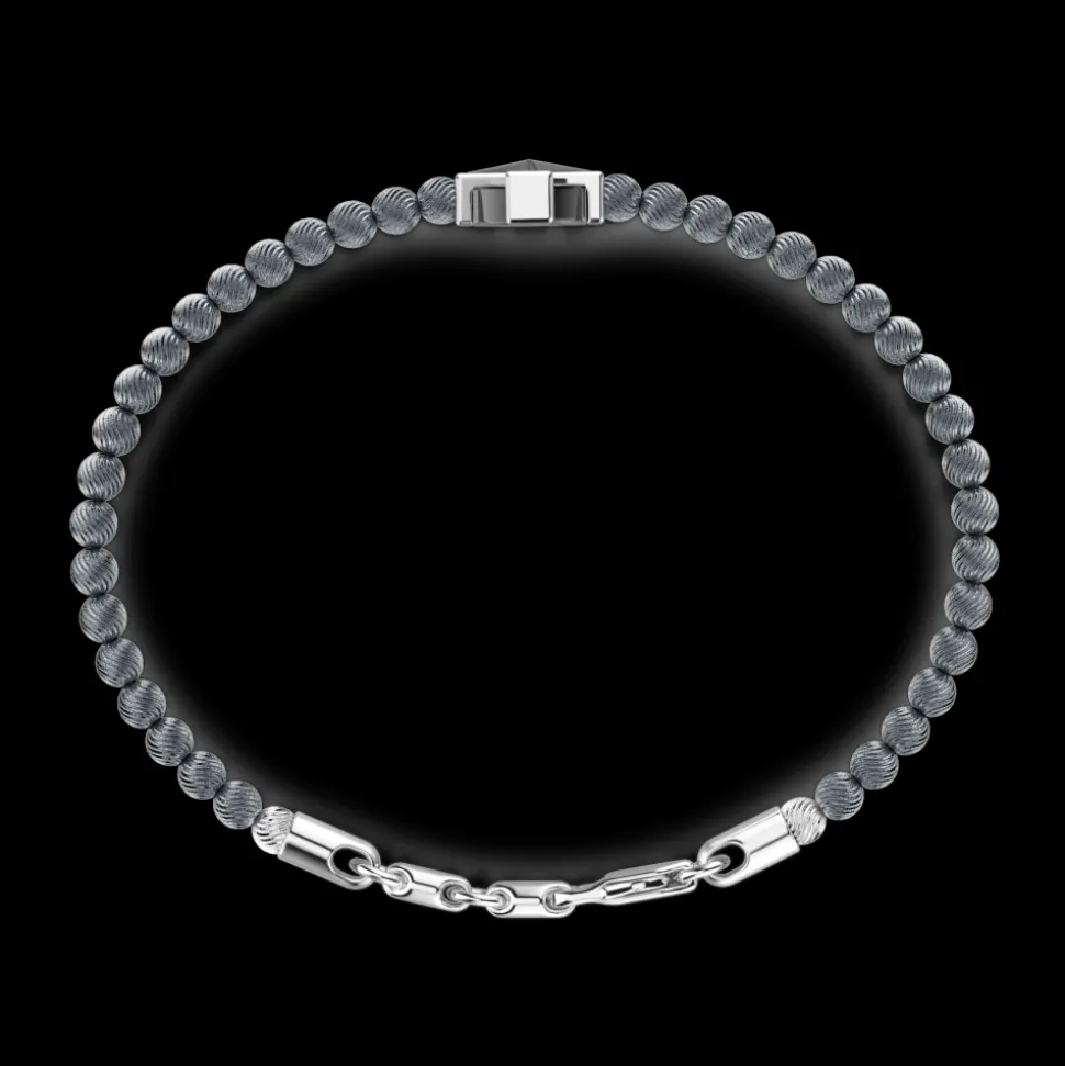 Bracciale Zancan morbido con sfere in argento e croce greca.