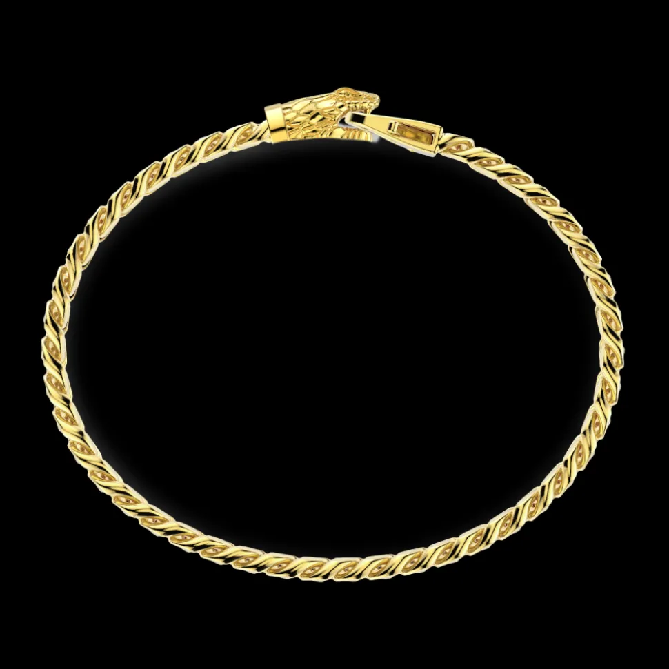 Bracciale-a grumetta-zancan-in-argento-con-chiusura-a-testa-di-serpente