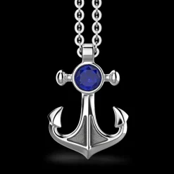 Collana con pendente ad ancora con Lapis naturale
