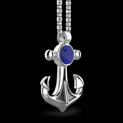 Collana con pendente ad ancora con Lapis naturale