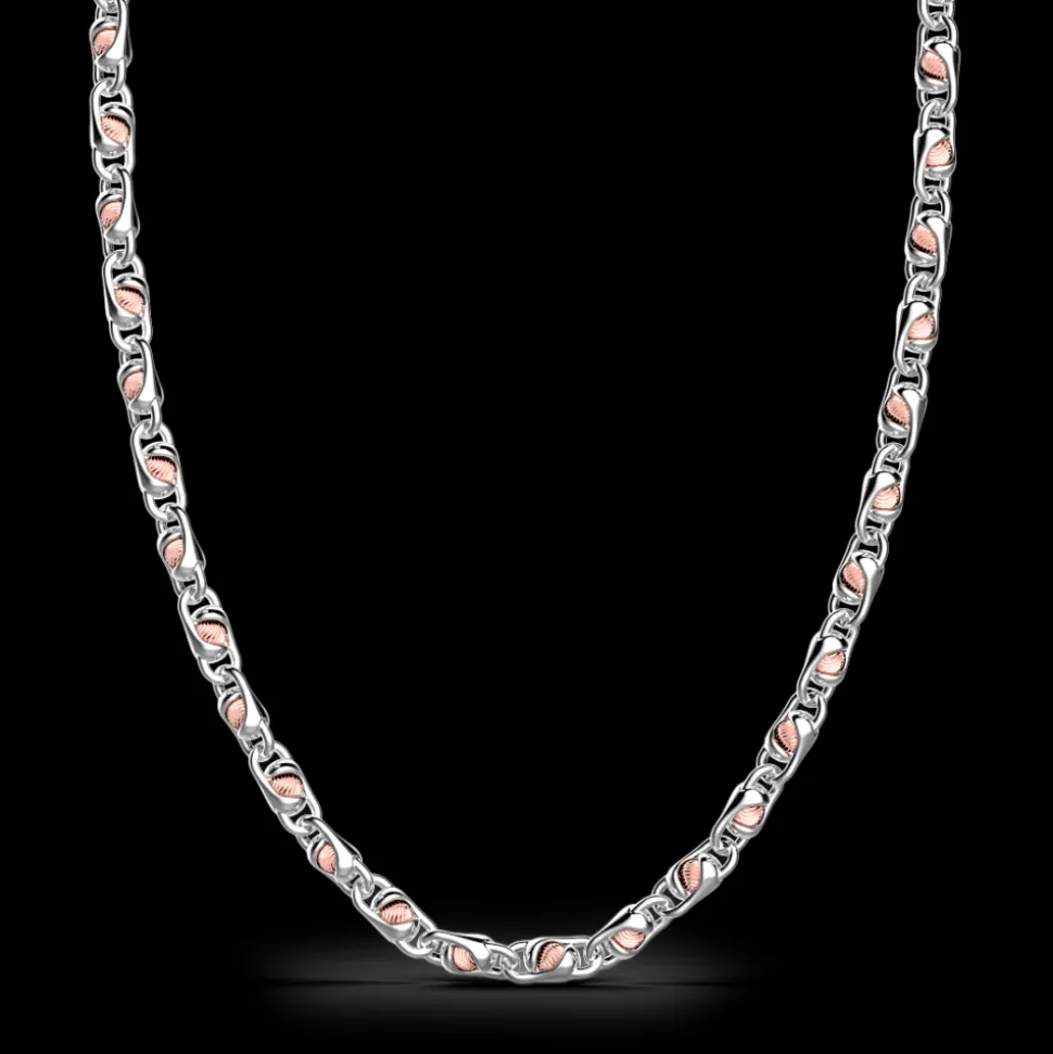 Collana da uomo Zancan a catena in argento e oro rosa.