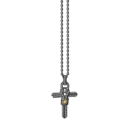 Collana in argento con croce e nodo piccolo.
