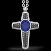 Collana in argento con pendente a croce e Lapis.