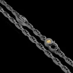 Collana in argento con pendente ad ancora e sirena.