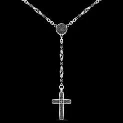Collana rosario Zancan in argento con pietre nere.