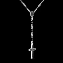 Collana rosario Zancan in argento con pietre nere.