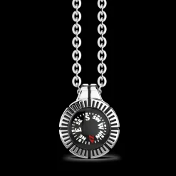 Collana Zancan con bussola nera in argento.